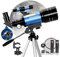 AOMEKIE Telescopes for Kids Beginners Adults 70mm Astronomical Telescope with Phone Adapter Moon Filter Erecting Eyepiece and Barlow