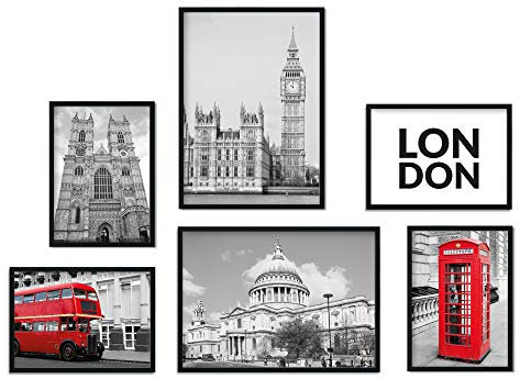Premium Poster Set | Deko Bilder Wohnzimmer Modern | Schlafzimmer Bild für die Wand | (London, A3 | A4)