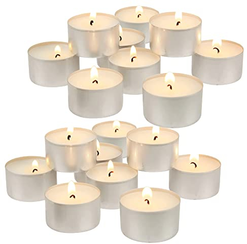 DIVCHI Tea Light Candles - White Unscented Wax 12g - 4 Hours Burn Time Ideal for Wedding Birthday Party Home Decoration Wax Burners (100 Pack)