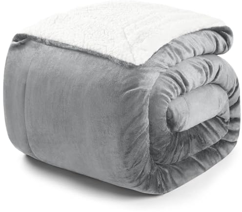 Blumtal Premium Sherpa Kuscheldecke flauschig - Wohndecke Kuscheldecke 230x270 cm - OEKO-TEX zertifizierte Fleecedecke 230x270 cm - Wohn- & Kuscheldecke - Wohndecke 230x270 cm - XXL Kuscheldecke Grau