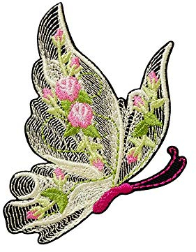 Mono-Quick Bügelbild Aufnäher Patch Applikation zum Aufbügeln Schmetterling mit Rosen 6,5 x 8,0 cm (14008)