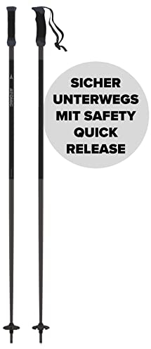 ATOMIC AMT SQS Skistöcke - Schwarz - Länge 135 cm - Zuverlässiger 4* Aluminium Skistock - Ergonomischem Griff am Stock - Safety Quick Release System - Stöcke mit 60mm-Pistenteller