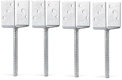 Alberts 215064 U-Pfostenträger | mit Betonanker aus Riffelstahl | feuerverzinkt | lichte Breite 101 mm | Länge Betonanker 200 mm | 4er Set