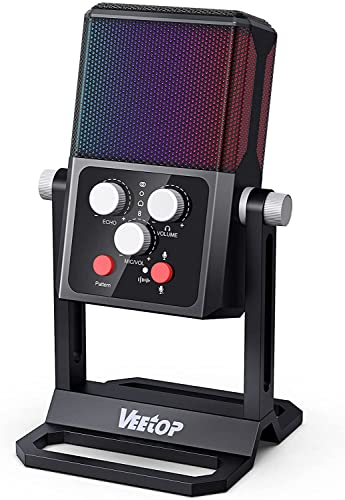 VEEtOP Microfono USB per PC, Microfono a Condensatore professionale, Registrazione Vocale Streaming e Podcasting