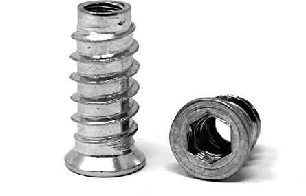 Verbundmuffe mit Innensechskant und breitem Bund aus galv. verzinktem Stahl, Einschraubmutter, Einschraubmuffe, Gewindemuffe, Gewindeeinsatz, Holzeinsatz (25 Stück, M6x24 mm)