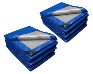 New Brackit Heavy Duty PE Blue Tarpaulin; Extra Large 5m x 8m / 16.4ft x 26.2ft; Thick Woven 140GSM Waterproof Double-Sided Fabric - Supreme Versatility for Covering, Protecting (2 Pack)