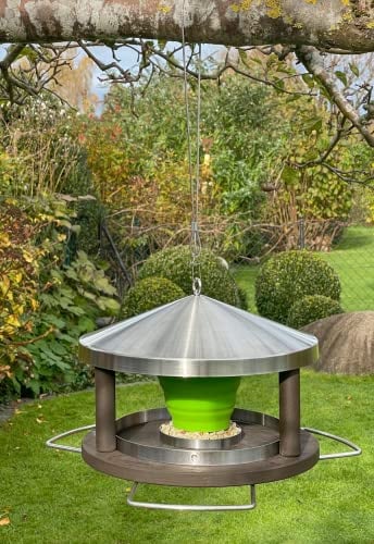 LicusDesign Vogelhaus zum Aufhängen wetterfest aus Edelstahl - Vogelfutterhaus - Futterhaus für Vögel hängend, Vogel Futterhaus modern - Vogelhäuschen, Vogelfutterspender Vogelfutterstation
