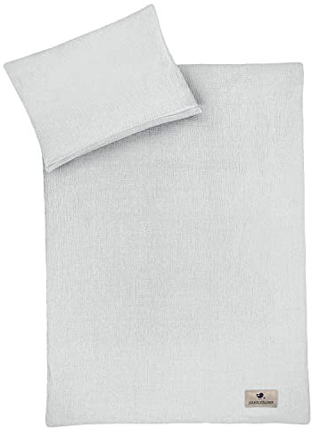 Home4You Baby-Musselin-Bettwäsche - Grau - Baumwolle - 100 x 135 cm - mit Reißverschluss
