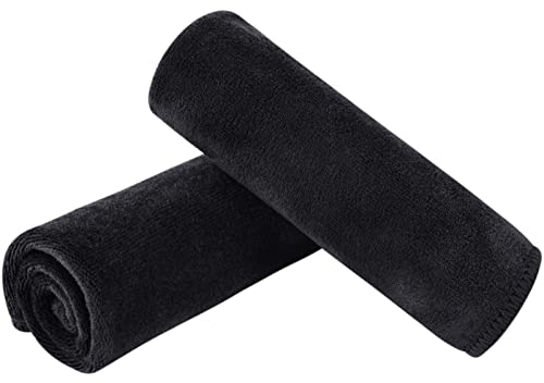 SINLAND 2 Stück Mikrofaser Gesichtstücher Waschbar Abschminktücher schnell trocknend Waschlappen saugfähig Gesichtsreinigungstücher weiches Make up Entferner Tücher 30,5 x 30,5 cm Schwarz