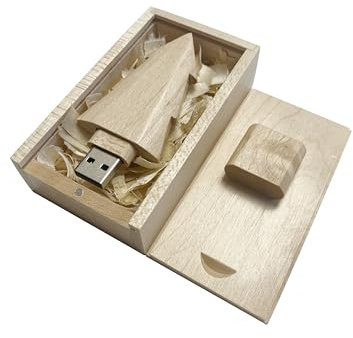 BEIJIGUANG Big Tree USB-Stick aus Ahornholz, mit Sägemehl-Holzbox (USB 3.0/64 GB, 1 Stück)