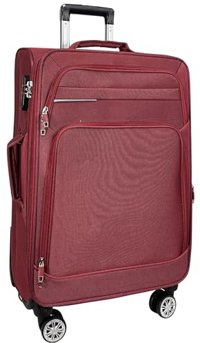 MY TRAVEL BAG Stoff Reisekoffer Trolley Erweiterbar mit Zwillingsrollen (M/L/XL/XXL oder 4er Set) Weichgepäck (Rot, Mittlerer Koffer (65cm))