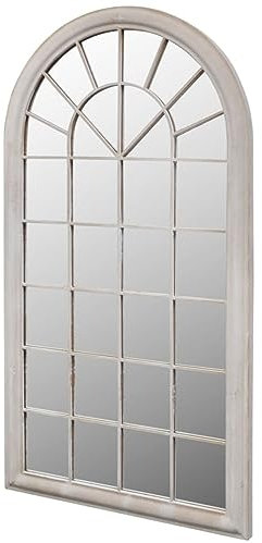 ARKEM Specchio da Giardino per Finestra da Chiesa, Arredamento Esterno, Effetto Pietra,Specchio Giardino Rustico con Arcata 60x116 cm Interni Esterni