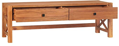 QZZCED Meuble TV - 140 x 40 x 45 cm - En bois de teck - Pour salon, chambre à coucher - Appareil de divertissement