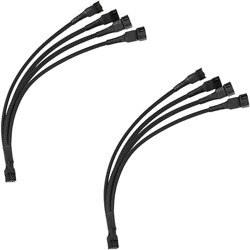 upHere Gaming 4-Wege 4 Pin PWM Lüfter-Splitter-Kabel,PC Lüfter Kabel,PWM Lüftersteuerung,Fan Splitter,PC Kabel,PWM Lüfter Verlängerungskabel für Computer ATX Gehäuse 4-Pin/3-Pin(2er Pack)