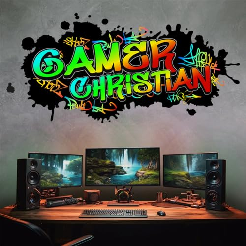 tjapalo® pk89 Wandtattoo Gamer Bilder gaming Bild Gamer Wandtattoo Kinderzimmer junge Bilder gaming Deko wandtattoo jugendzimmer jungs Wandbild Gamer Name, Größen Name: B50xH24cm
