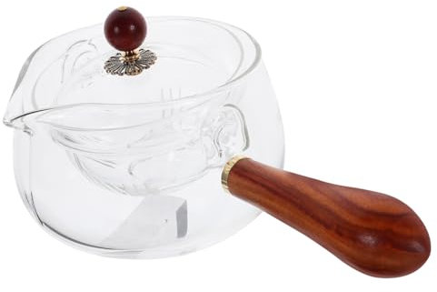 Mikinona Tetera Giratoria China 500 Ml con Asa Lateral de Vidrio Resistente al Calor para Infusión de Té en Casa y Oficina
