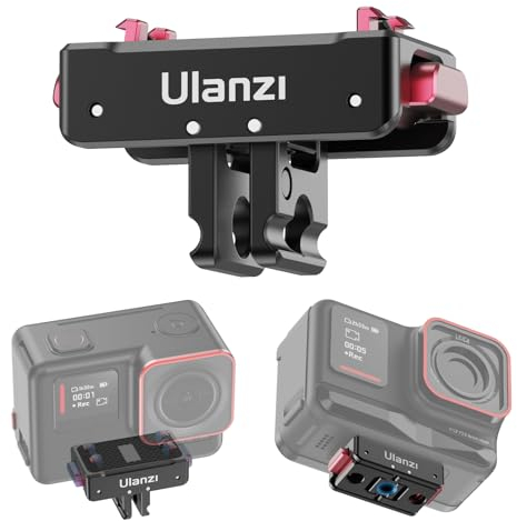 VIJIM Ulanzi Quick Release Mount, Snap-On Magnetic 2 Prong and 1/4 Thread Mount for Insta360 x5/ACE/ACE PRO, 1/4 Screw Hole for Tripod Foldable