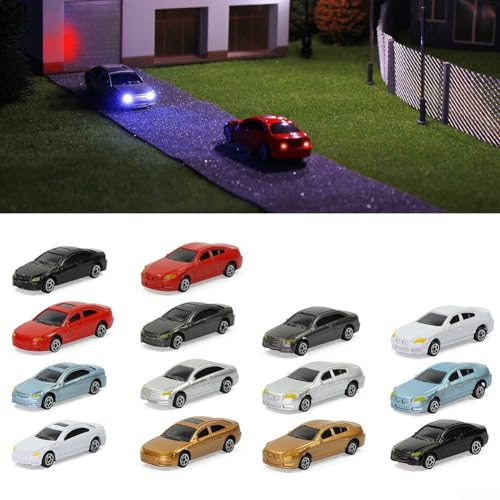 Eisenbahn Modellautos, Maßstab N 1:150 20Pcs 12V 20MA Modelleisenbahn beleuchtetes Modellauto Modellauto für Bau Zug Landschaft DIY