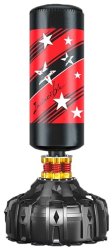 Schwerer Boxsack mit Ständer für Erwachsene Jugendliche, 61 cm großer Saugnapfboden, 70 Zoll freistehender Boxsack auf Sockel, Stoßdämpfer, stehende Kickboxsäcke für das Boxtraining im Heim-Fitne