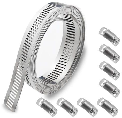 SHSMPXOY Fascette Stringitubo Regolabile,3M+ 8 Pezzi Acciaio Inox 304 Fascette Metalliche,Adatto per Tubi Gas, Acqua, Tubi Automobilistici