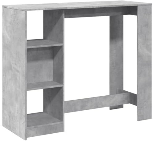 vidaXL Bartisch, Stehtisch mit Regal, Tresentisch für Küche Wohnzimmer Esszimmer, Küchentisch Loungetisch Bistrotisch, Betongrau Holzwerkstoff