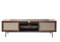 Calicosy TV-Möbel Nussbaum-Dekor mit Fronten aus echtem Stoff – L 140 cm – praktische Aufbewahrung – platzsparend – für Wohnzimmer – L 39,5 cm x B 140 cm x H 45 cm