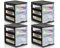 Hausfelder Schubladenschrank, Schubladencontainer, Schubladen Format A6, durchsichtige Schubladen, Büro, Wohnzimmer (A6, 4 Stk., Schwarz Transparent)