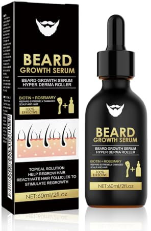 Beard Growth Kit mit Rollen Bartwuchsmittel Männer Schwarz Bart Wachstum 60 ml Bartwachstum Verdichtet und Stärkt Das Haarwachstum und Den Bart Geschenke für Männer und Väter