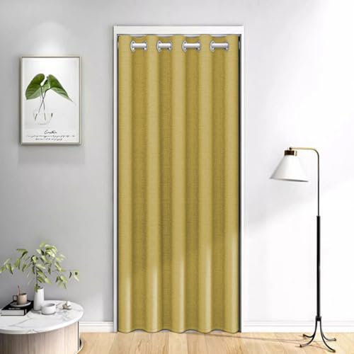 Verdunkelungsvorhang für Schrank, wärmeisoliert, Raumteiler, temporäre Küche, Aufbewahrung, Zimmertür, Gelb, 139,7 x 200,7 cm