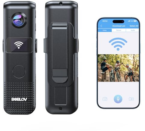 BOBLOV C18 WiFi Body Camera: 64GB Bodycam with One-Touch Recording, OLED Screen for User Friendly, 4 Hours Recording, 1080P Wearable Cam with 1/4 Tripod Thread for Biking, Security, Personal Use