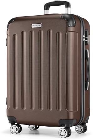 MERISH Reisekoffer Koffer Kofferset Trolleys Zwillingsrollen 3tlg. Hartschale in 9 Farben (Braun, L)