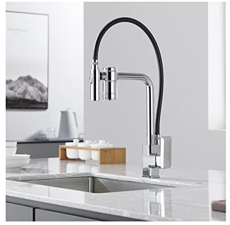 Rubinetto da cucina con filtro dell'acqua integrato, miscelatore monocomando filtrato 2 in 1 Rubinetti per lavello da cucina con spruzzatore estraibile, rubinetto con beccuccio girevole a 360° ad