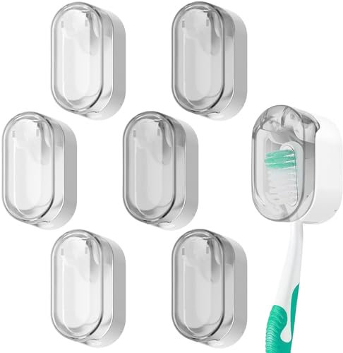 Guyode 6 Pièces Support Brosse a Dent Electrique Étanche à l'eau et la Poussière Porte Brosse à Dents Aucun Perçage Requis Range Brosse a Dent Petit et Portable pour Salle Bain Familiale Hôtel