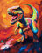 KOMKING Malen nach Zahlen für Erwachsene und Kinder, Malen nach Zahlen für Kinder und Erwachsene, Malen-nach-Zahlen-Set auf Leinwand, bunter Dinosaurier, 40 x 50 cm, ohne Rahmen