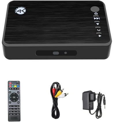 Knoruley Lecteur Multimédia 4K Ultra HD pour Voiture TV SD MMC RMVB MP3 USB Disque Dur Externe U Disque Lecteur Multimédia Multimédia Boîtier Prise UE