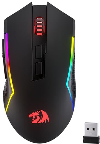 Redragon M693 LIT Kabellose Gaming Maus 3 Modi 12800 DPI | 7 Makro Tasten BT 2,4G Verbindung Zuverlässige Leistung Kompatibel PC Mac Laptop