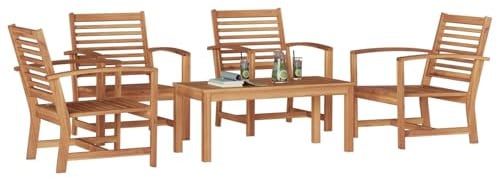 vidaXL Gartensofa-Set 5 STK. Natur Massives Teakholz