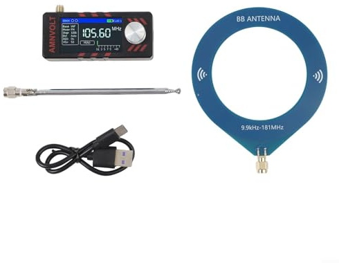 Verbesserter Mini SI4732 Vollband-Radio-Empfänger mit ESP32-S3-Mastersteuerung, 4,8 cm IPS-Farbdisplay, eingebauter Hi-Z-Schaltung, LSB USB AM FM-Modi, AGC ATT-Funktionen, 1 W Lautsprecher (blau)