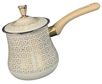 Stainless Steel Turkish Coffee Pot with Lid Melting Butter and Chocolate Pot 550ml Gold Pattern