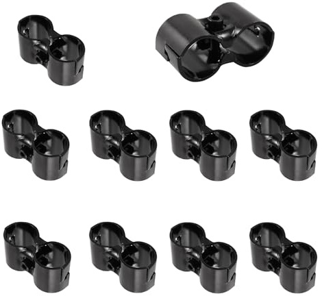 10 morsetti per tubi a doppia porta per tubo OD da 28 mm, morsetti per tubi paralleli con doppio connettore, morsetti per tubi in metallo, per fai da te, scaffale da giardino, nero