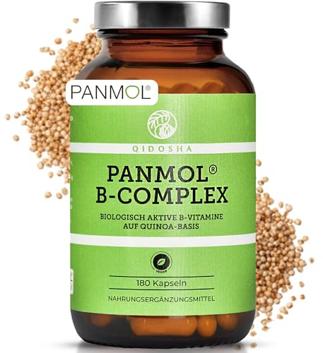 QIDOSHA® Vitamin B Komplex bioaktiv auf Quinoa-Basis mit dem Markenrohstoff Panmol®, 180 Kapseln, natürliche Alternative zu synthetischen B-Vitaminen, deutsche Fertigung, jede Charge laborgeprüft