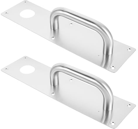 Ciieeo Maniglia per Porta Tagliafuoco in Acciaio Inox 2 Pezzi con Foro Serratura Piastra Maniglia 80X300X15 MM per Porte Interne e Commerciali e Magazzini