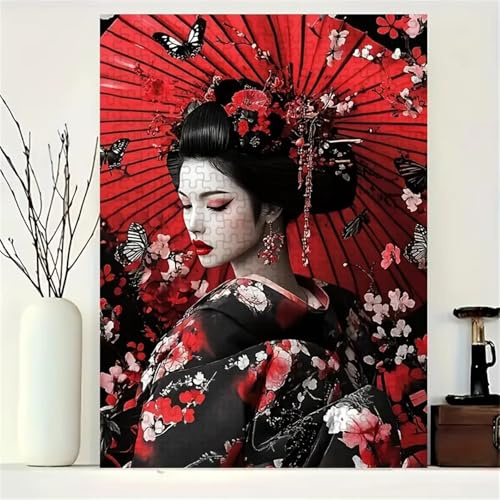 Puzzle Für Erwachsene 300 Teile Japanische Geisha,38x26 cm Puzzles für Erwachsene Pädagogisches Spiel Herausforderung Spielzeug 300 Teile Puzzle für die ganze Familie
