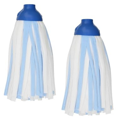 HOMESHOPA Synthetic Floor Mop Head, 2 Pack Blue Super Absorbent Synthetic Cloth Strands, Versatile Easy-Clean Mop Refill for Home, Office & Commercial Use
