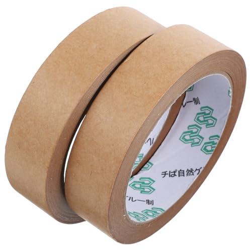 TOVINANNA Rouleaux de Ruban Adhésif D'emballage en Papier Kraft 25mm X 30m Lot de 2 Multi-fonction et Écriture Facile pour Emballage et Scellage de Cartons