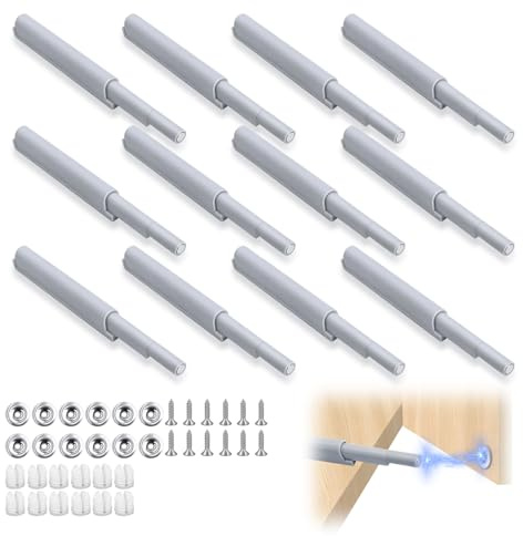 Push to Open Door Catches 12PCS Soft Close Dampers Magnetic Pressure Latch Opener Tip On Plastic Push Catch for Hidden Door Push to Open Latches for Cupboard Cabinet Kitchen Furniture Wardrobe Drawer