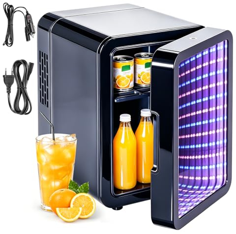 Yelyee Mini Kühlschrank 4L – Kosmetik Kühlschrank mit Spiegel & RGB-Licht, Thermoelektrischer Kühl- & Heizschrank (3–75°C), 40 dB Leise, AC/DC für Zuhause & Auto, für Make-up, Getränke, Babynahrung
