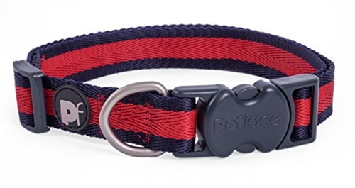 Petface Dog Collar, Small, Scarlet Stripe (Pack of 1) | Durable Material, Adjustable Fit, Lightweight, Strong Clip, Stylish Design