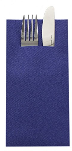 Sovie HOME Linclass®Airlaid Besteck Servietten Uni | Royalblau | gefaltete Servietten mit Schlitz | 40x40cm | 12 Stück