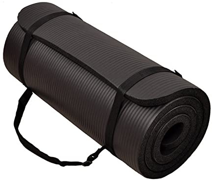 BalanceFrom 1-inch Thick 71x24 Inches Extra Thick Exercise Yoga Mat, Black